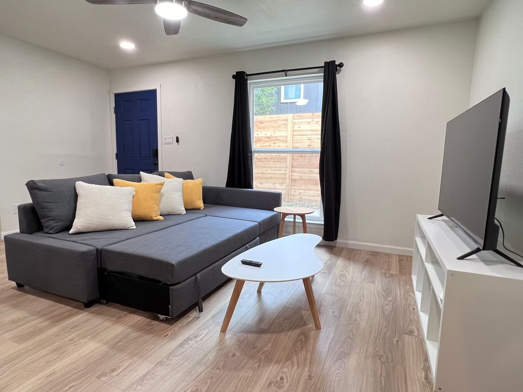 Living room of a RISE furnished unit in South Austin
